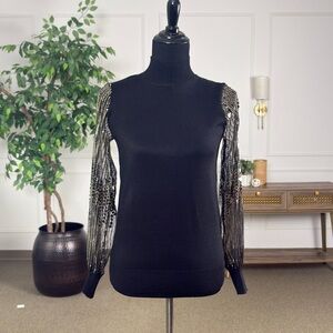 Catherine Malandrino Elegant Black Top with Gold Accents NWT